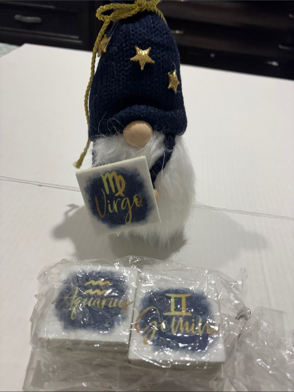 Navy Blue Gnome zodiac Accessory - Zodiac Plush Ornament 13 pc